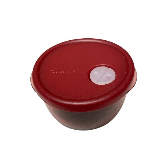 Tupperware Mini Magnet Bowl Lid Red Storage Container Refrigerator Magnet - Picture 1 of 7